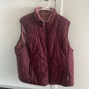 Red fuzzy puffer vest